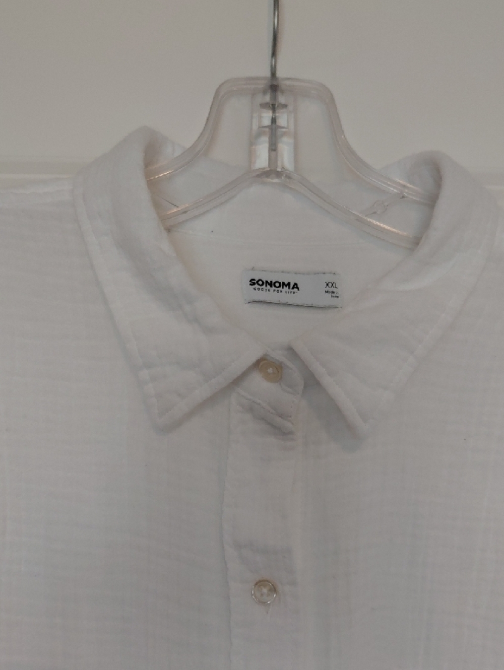Sonoma White Textured Long-Sleeve Button Down Shirt